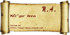 Máyer Anna névjegykártya