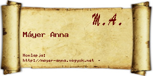 Máyer Anna névjegykártya